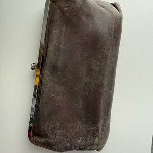 HOBO Distressed Grey Leather Clutch